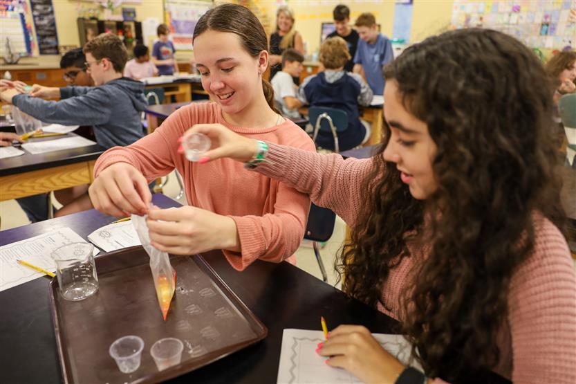 Grassland Middle students in science class